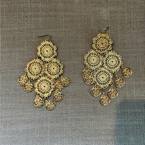 Elegant Faux Gold Chandelier Earrings